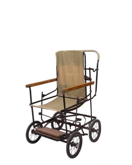 Period khaki fabric wheelchair